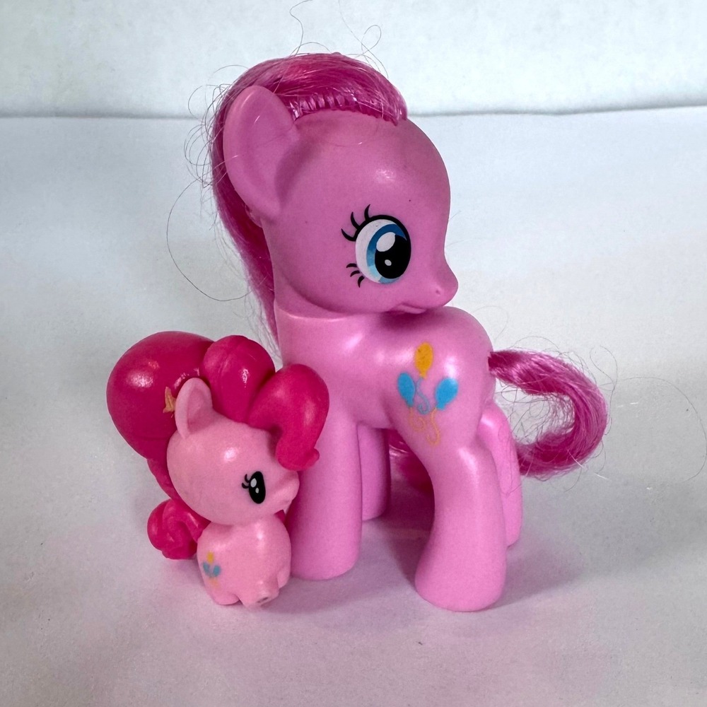 Hasbro My Little Pony G4 Pinkie Pie Figure Lot of 2 Brushable 2010 & Mini Figure